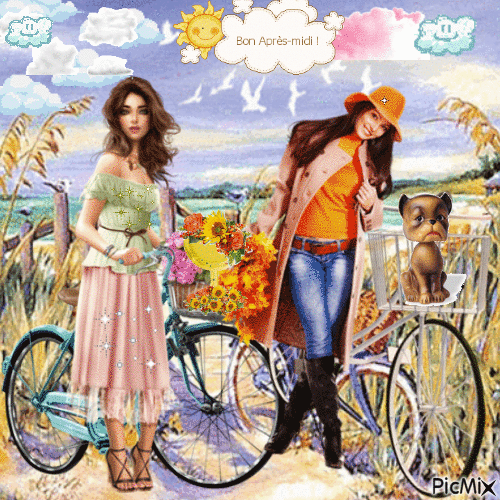 Lány kerékpárral - Darmowy animowany GIF