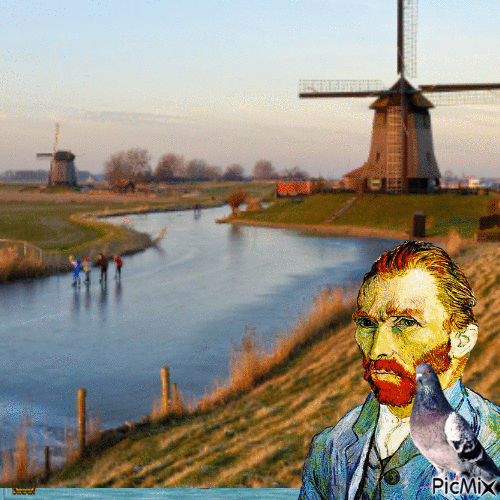 Pigeon Van Gogh - GIF animasi gratis
