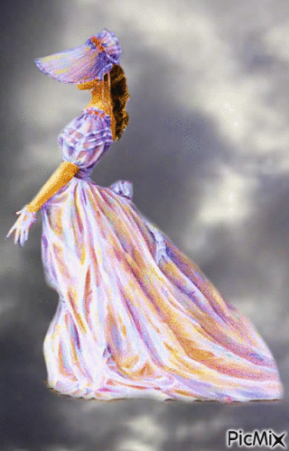 femme dans les nuages - Безплатен анимиран GIF