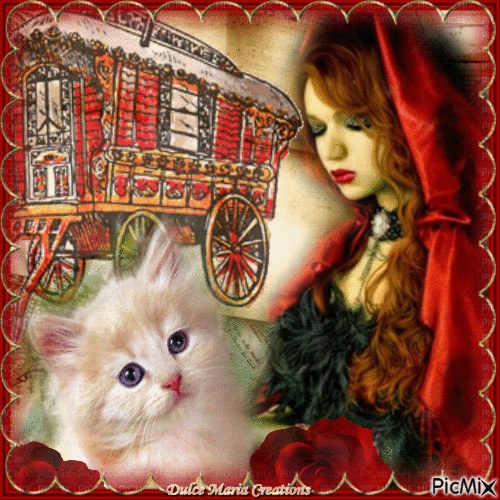 Gypsy woman and her cat - GIF animasi gratis