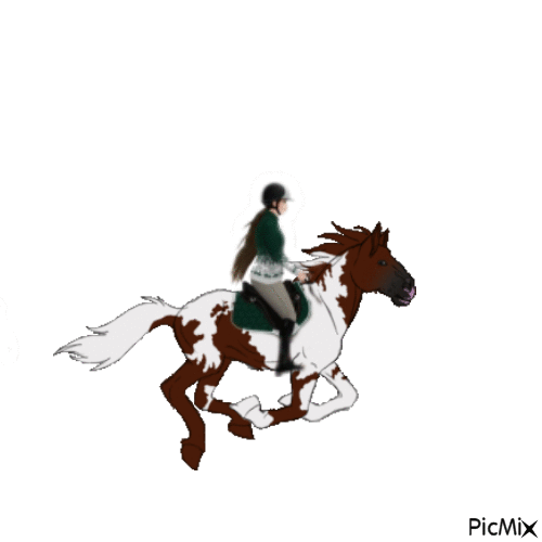 Girl riding on horse - GIF animasi gratis
