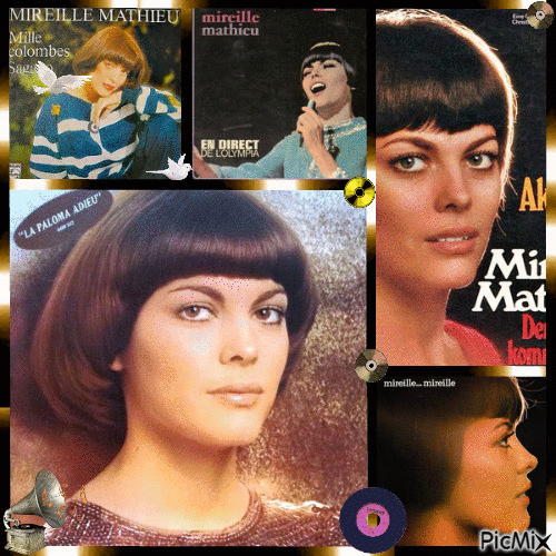 - - - - MIREILLE MATHIEU  CHANTE ``MILLE COLOMBES...!!!! - - - - - Free animated GIF