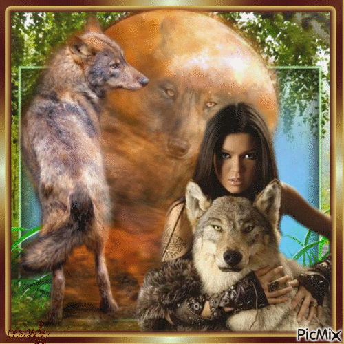*La femme et les loups* - GIF animado grátis