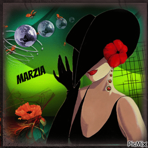 marzia - donna con cappello - GIF เคลื่อนไหวฟรี