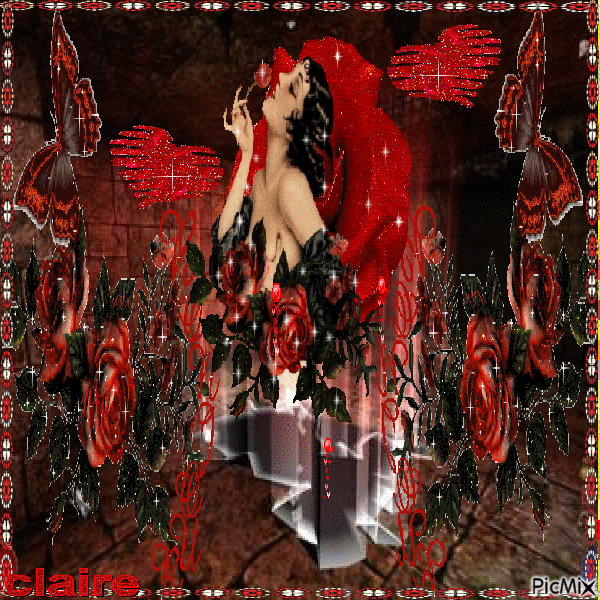 femme en rouge virtuelle - Δωρεάν κινούμενο GIF