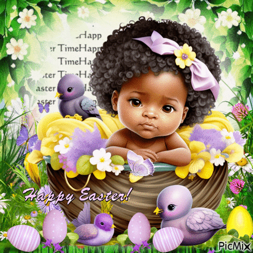 Cute Chibi babies - Easter - Безплатен анимиран GIF