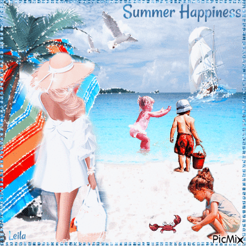 Summer Happiness. Family - Gratis geanimeerde GIF