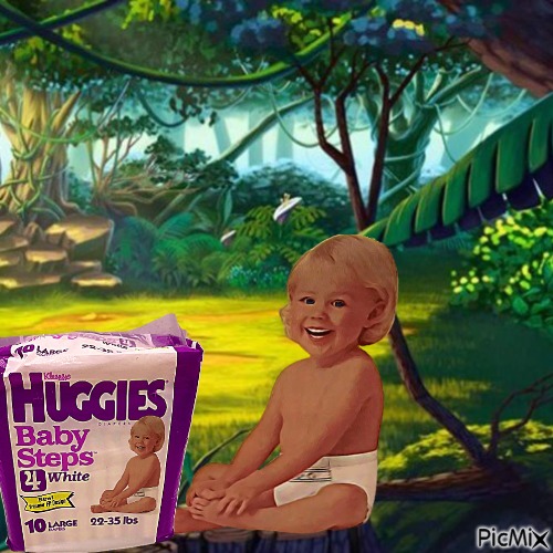 Painted baby in the jungle - besplatni png