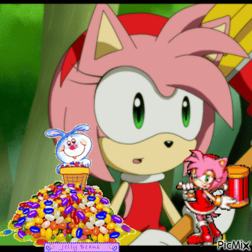 Amy Rose & Jelly Beans - Free animated GIF
