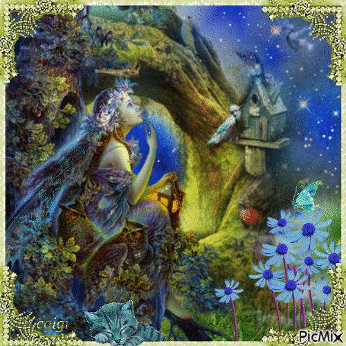 nuit magique fantasy art - Besplatni animirani GIF
