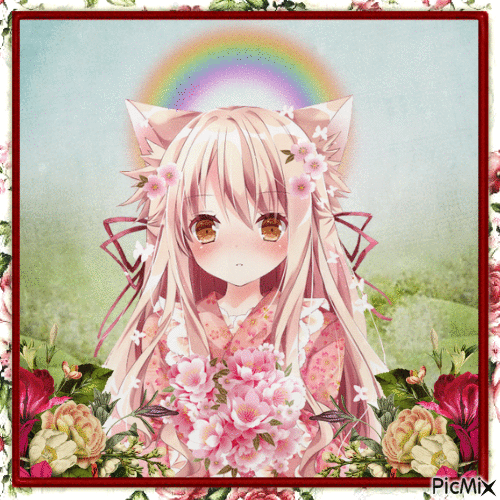 Spring Floral Girl - Free animated GIF
