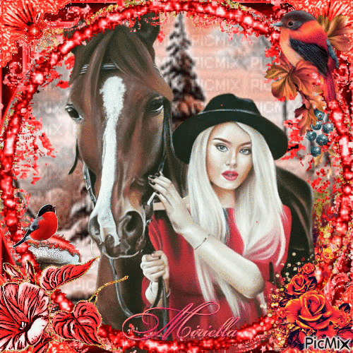 Contest!Femme et son cheval - Vintage - Ilmainen animoitu GIF