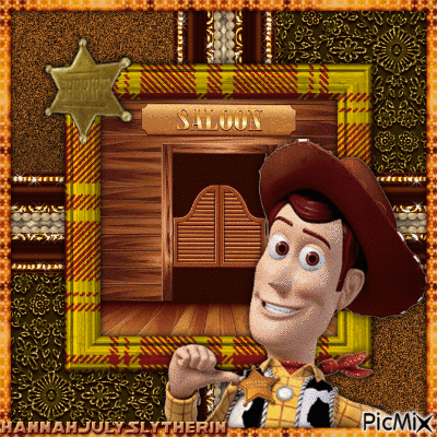 {#}Sheriff Woody at the Saloon{#} - 無料のアニメーション GIF