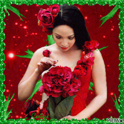 femme et couleur rouge et vert - Bezmaksas animēts GIF
