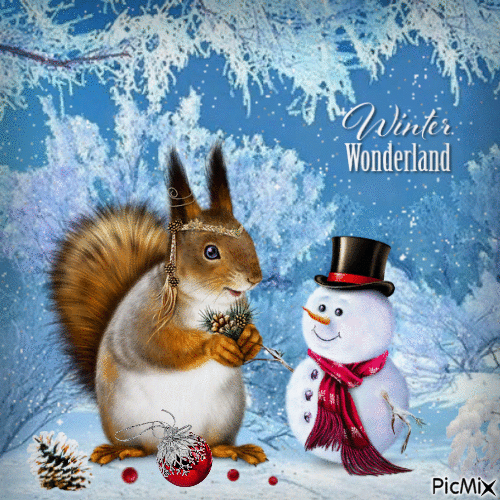 winter squirrel - GIF animasi gratis