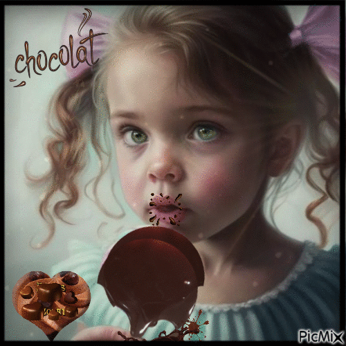 Una niña que ama el chocolate - Бесплатный анимированный гифка