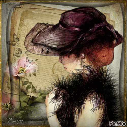 lady with hat - GIF animé gratuit