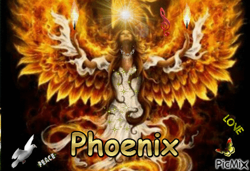 Phoenix - love and peace - Gratis animeret GIF
