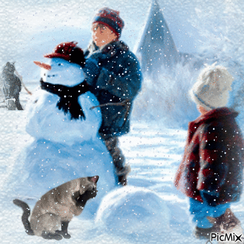 Cats Out In The Snow - GIF animé gratuit