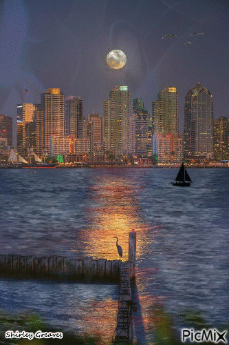 City by the river - Безплатен анимиран GIF