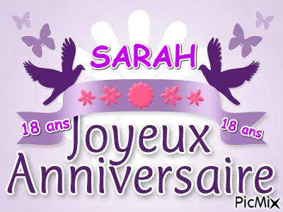 joyeux anniversaire Sarah 18 ans - PNG gratuit