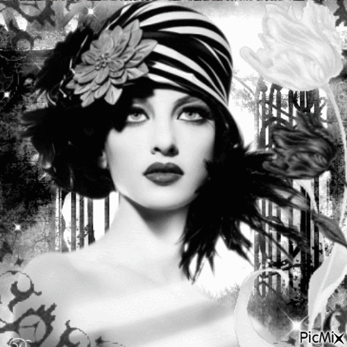 Portrait Femme en noir et blanc - GIF animasi gratis