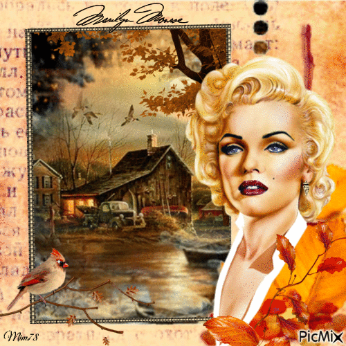 Marilyn Monroe en automne - GIF animado gratis