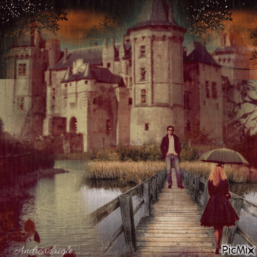 rendez vous au chateau un jour de pluie ,, - Zdarma animovaný GIF