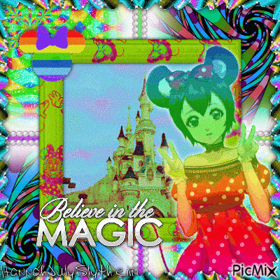 ♠Rainbow Minnie Mouse Anime♠ - GIF animé gratuit