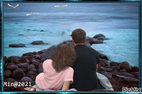 Min@     couple vid havet - Animovaný GIF zadarmo