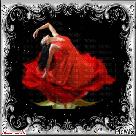 La danseuse-rose en rouge - Free animated GIF