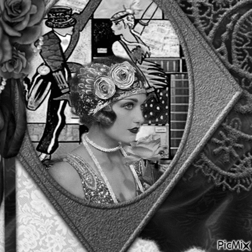 Retro woman - Black and white - Δωρεάν κινούμενο GIF