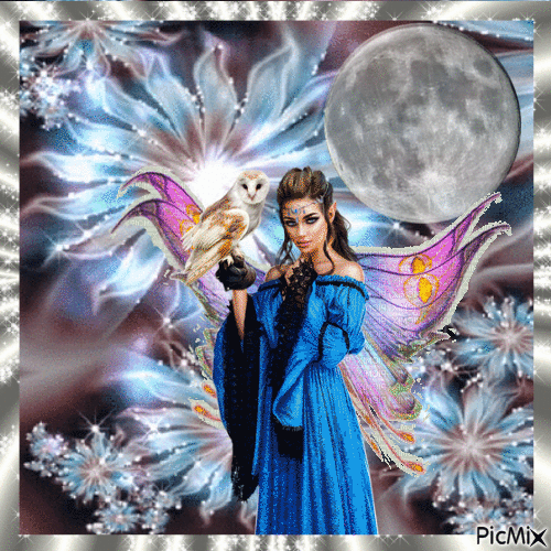 fairy and full moon - Besplatni animirani GIF