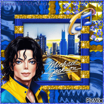 {♦}Michael Jackson in Vibrant Blue & Yellow Tones{♦} - Бесплатный анимированный гифка