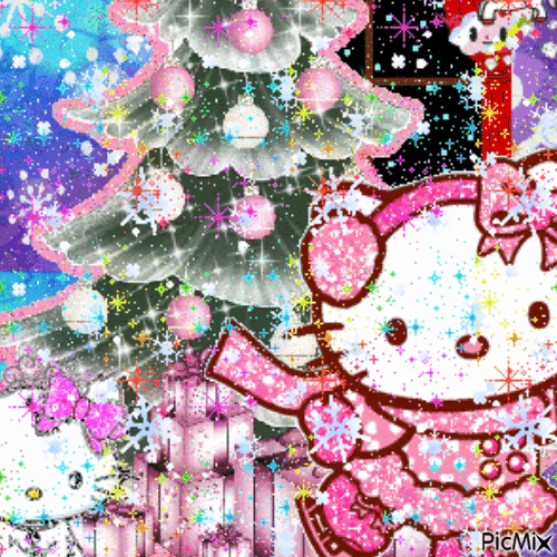 Noël Hello Kitty - GIF animé gratuit