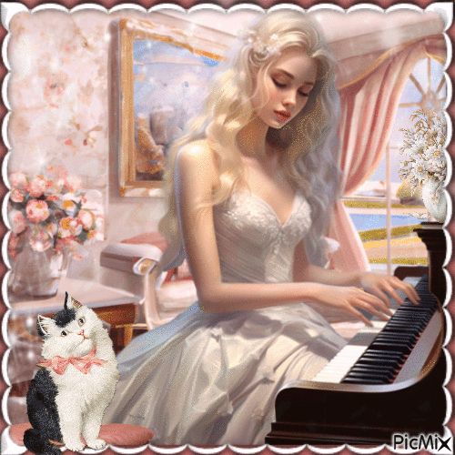 The woman pianist - Ingyenes animált GIF