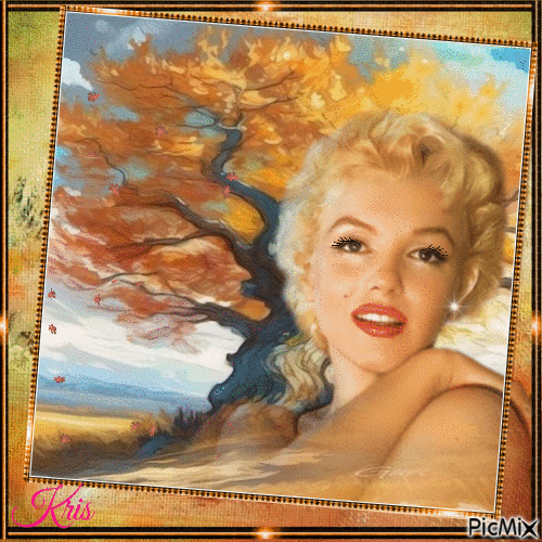 Marilyn Monroe - Aquarelle d'automne - 免费动画 GIF