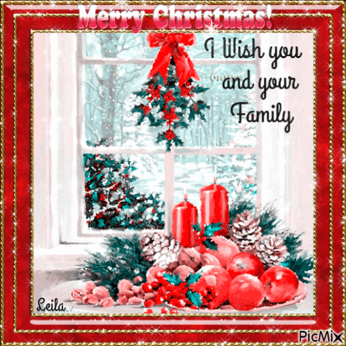 Merry Christmas I wish you and your family - Gratis animerad GIF