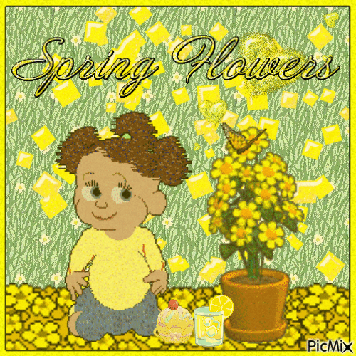 Yellow Spring Flowers - Zdarma animovaný GIF