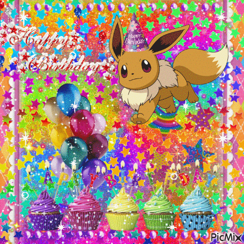 Birthday Eevee - Бесплатный анимированный гифка