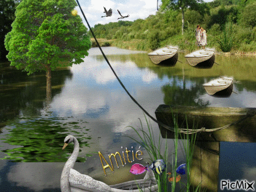 promenade au bord de l'eau - Zdarma animovaný GIF