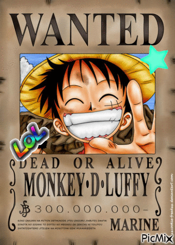 wanted luffy - GIF animate gratis