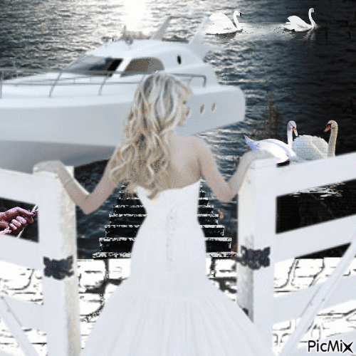 lady in white - Free animated GIF