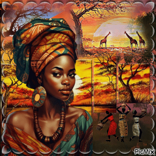 Femme Afrique - GIF animado grátis