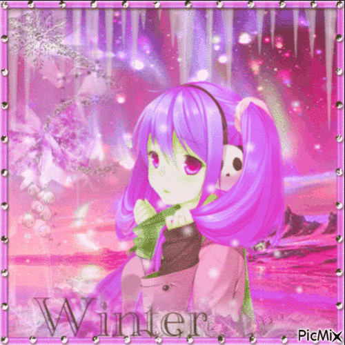 Anime winter - Pink tones - Nemokamas animacinis gif