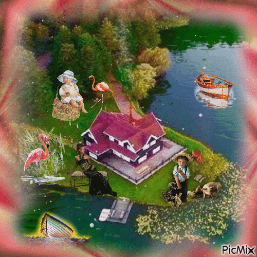 Casario no meio do lago - 無料のアニメーション GIF