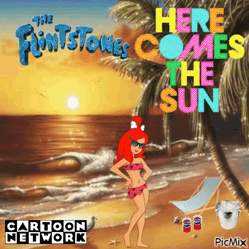 Pebbles Flintstone Here Comes The Sun - GIF animé gratuit