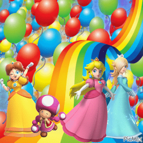 Rainbow Mario Girl Power - GIF animé gratuit