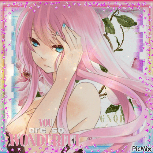 Manga-Mädchen mit rosafarbenen Haaren - Gratis geanimeerde GIF