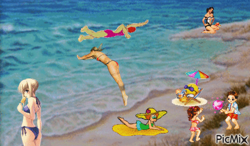 la plage l'été - Бесплатный анимированный гифка